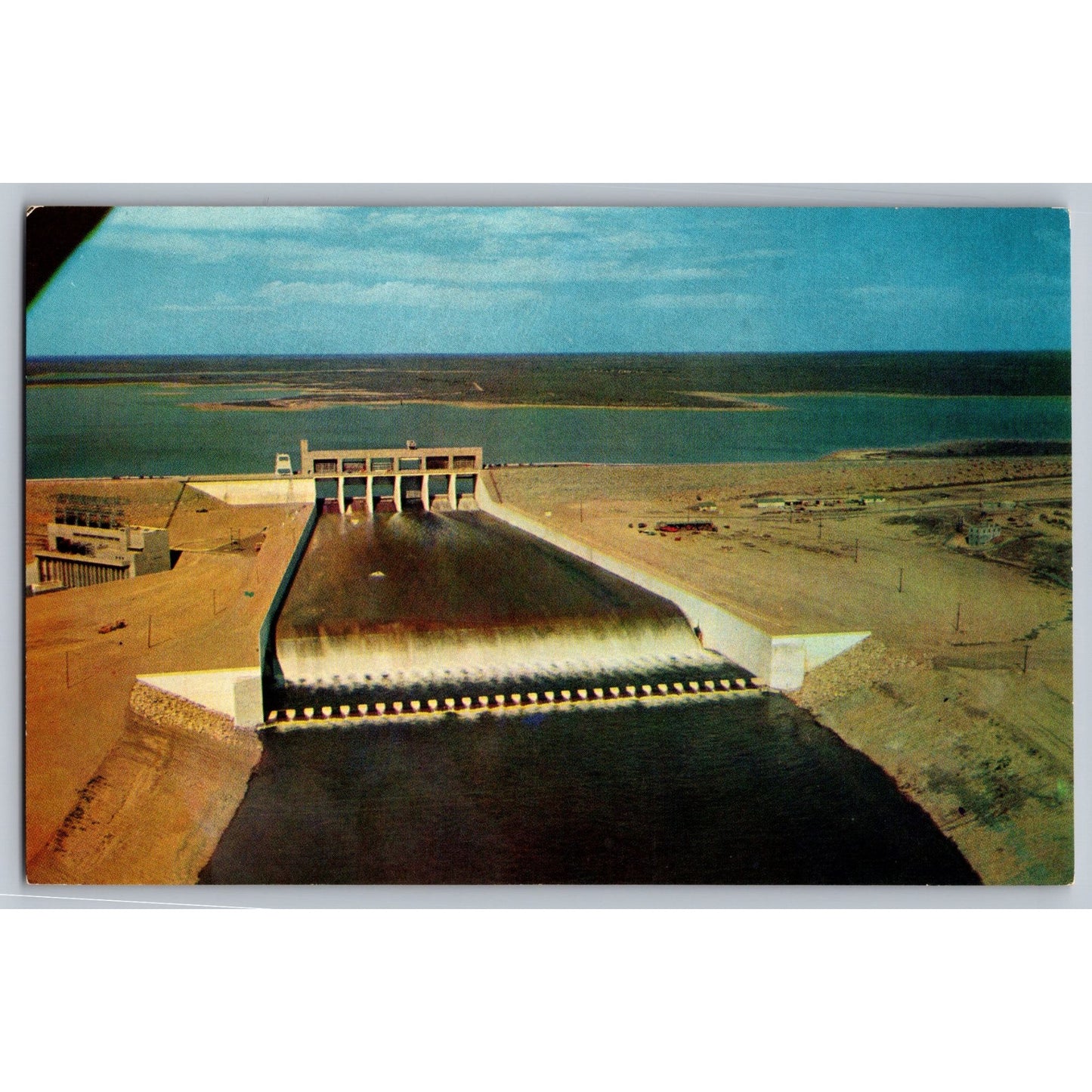 Starr Count TX Texas Falcon Dam & Lake U.S. & Mexico Border Chrome Postcard