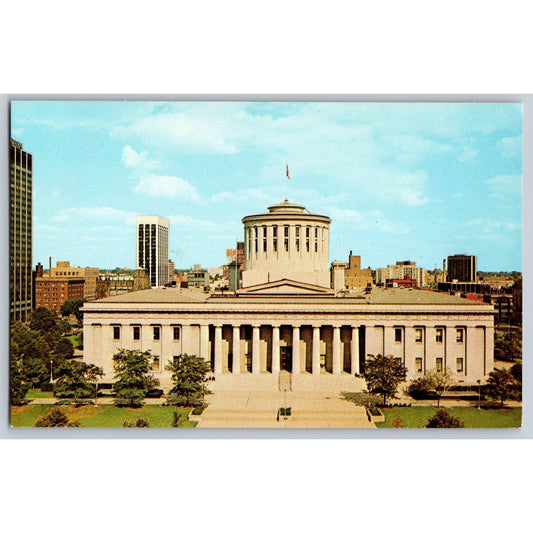 Columbus OH Ohio State Capitol Greek Doric Architecture Chrome Postcard