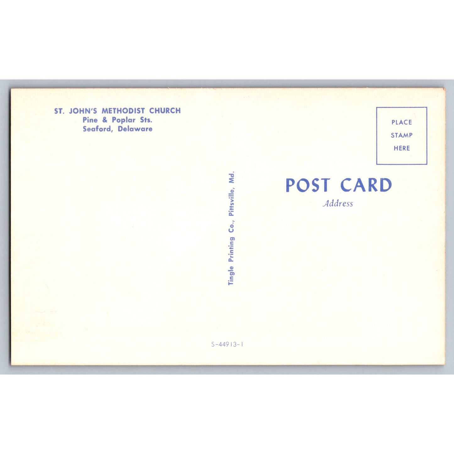 Seaford DE Delaware St Johns Methodist Church 1950s Postcard Triangle Printing