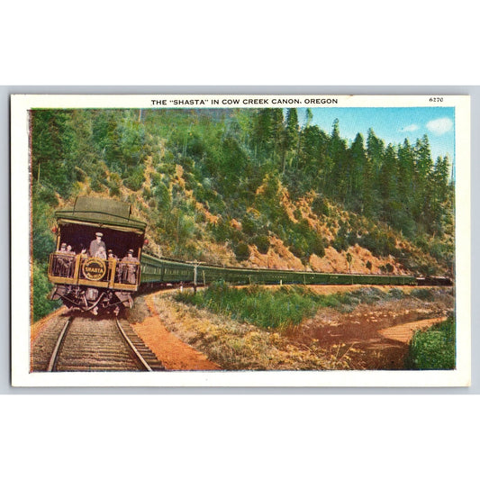 Cow Creek Canon OR Oregon Shasta Train White Border Postcard Unused