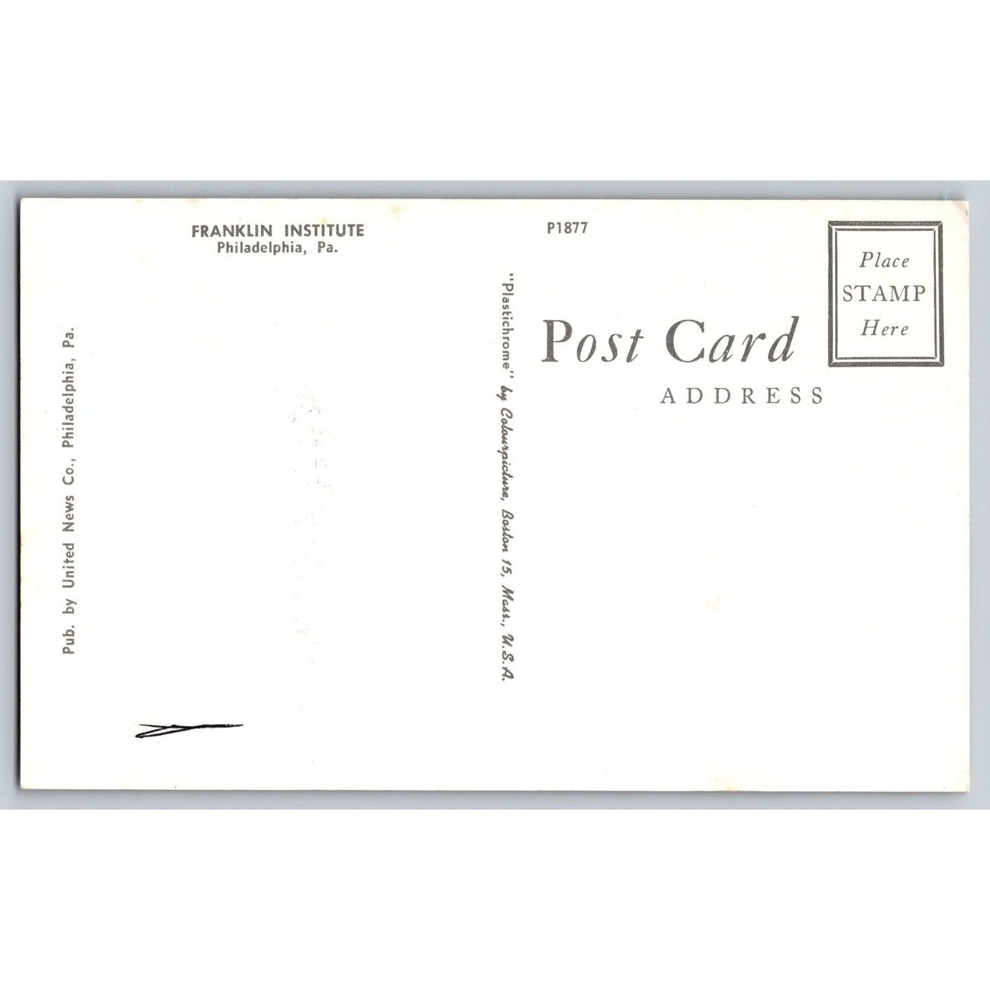 Philadelphia PA Pennsylvania Franklin Institute United News Chrome Postcard