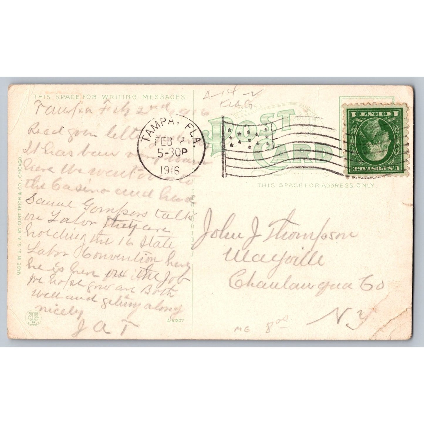 Tampa FL Florida Tampa Free Library 1916 Divided Back Postcard Used