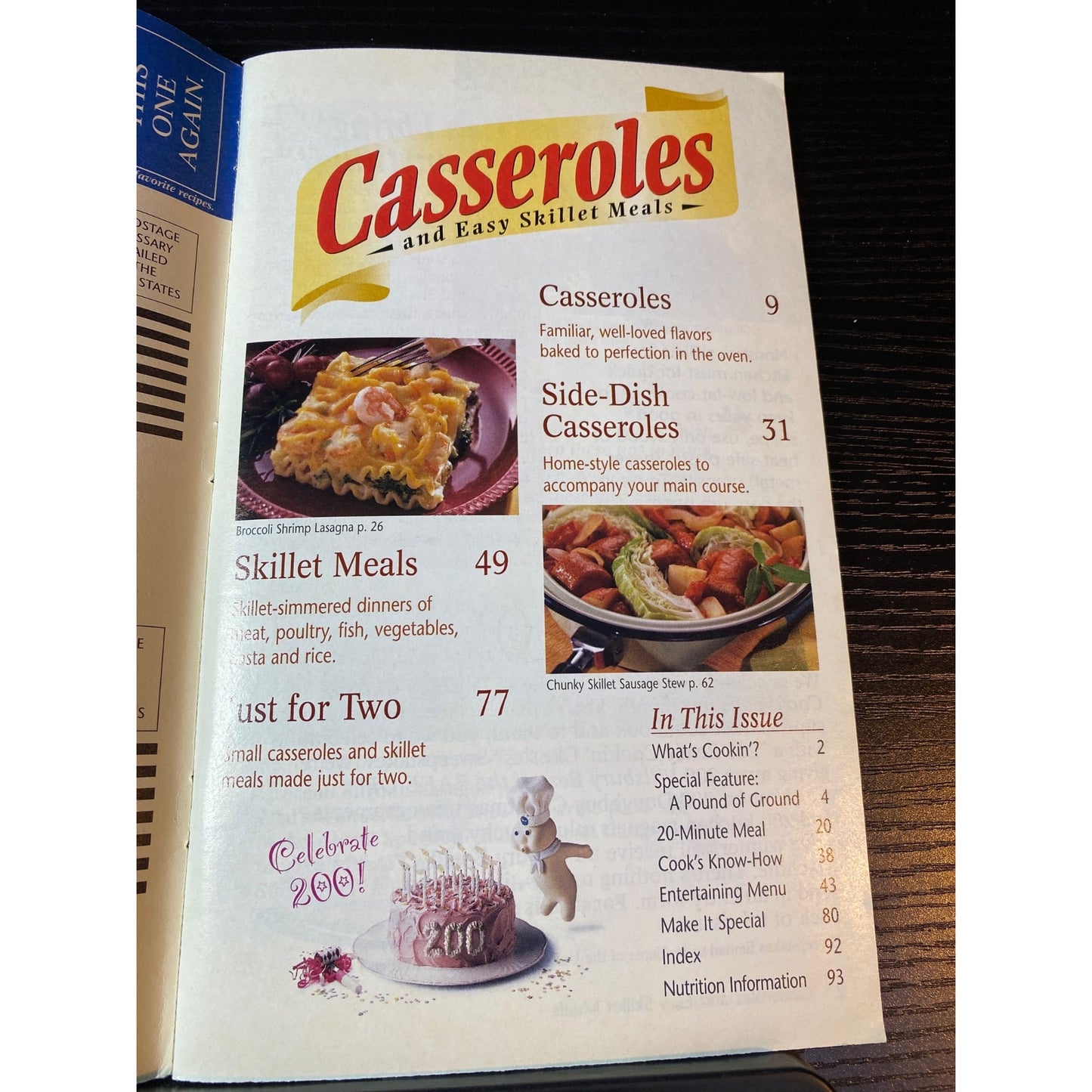 Pillsbury Classic Cookbooks Casseroles & Easy Skillet Meals 200th Issue Oct 1997