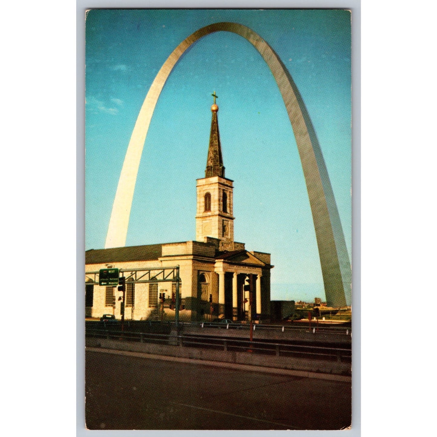 St Louis MO Missouri Gateway Arch Old Cathedral Chrome Postcard Unused