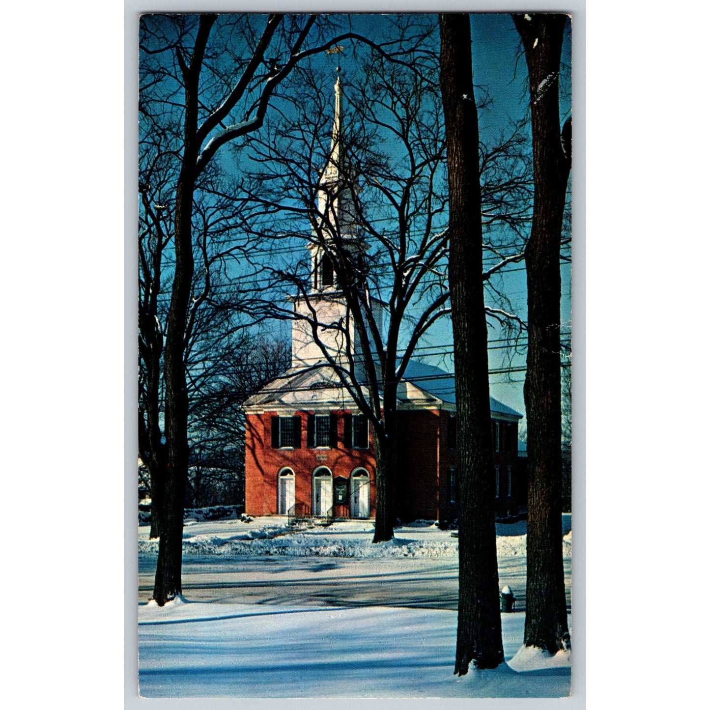 Sharon CT Connecticut Congregational Church Winter Scene Chrome Postcard Unused