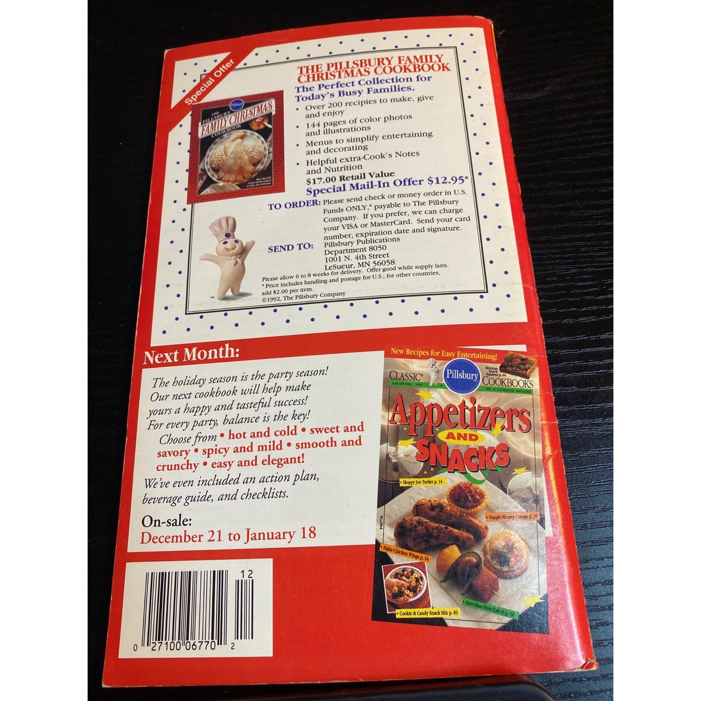 Pillsbury Classic Holiday Cookbook Booklet Dec 1991 Festive Meals & Treats