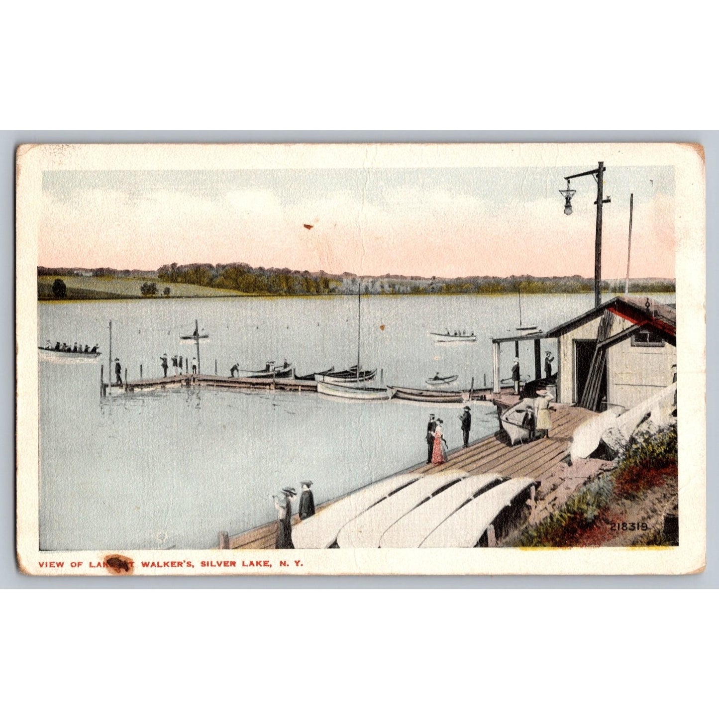 Silver Lake NY New York Lake Walker's Scenic View Divided Back Postcard Used