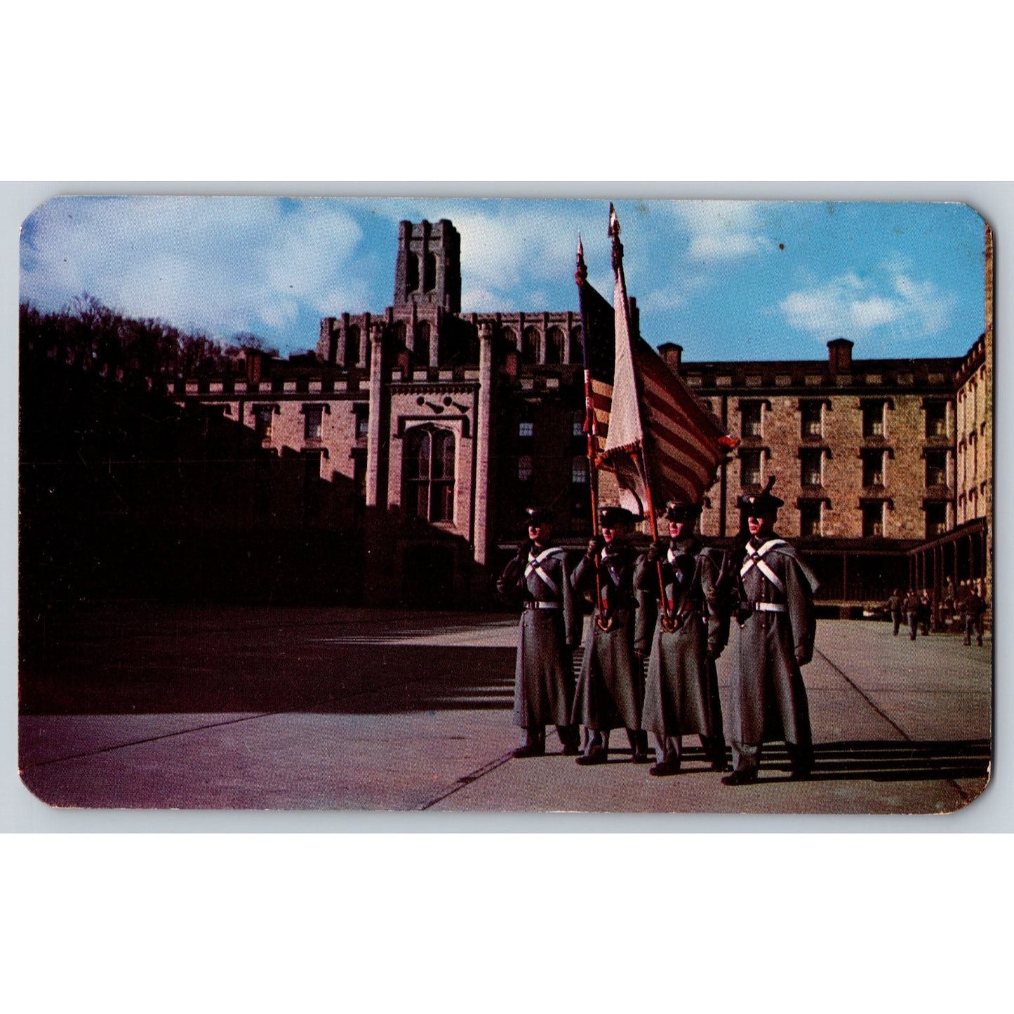 West Point NY New York Cadet Color Guard Central Barracks Chrome Postcard