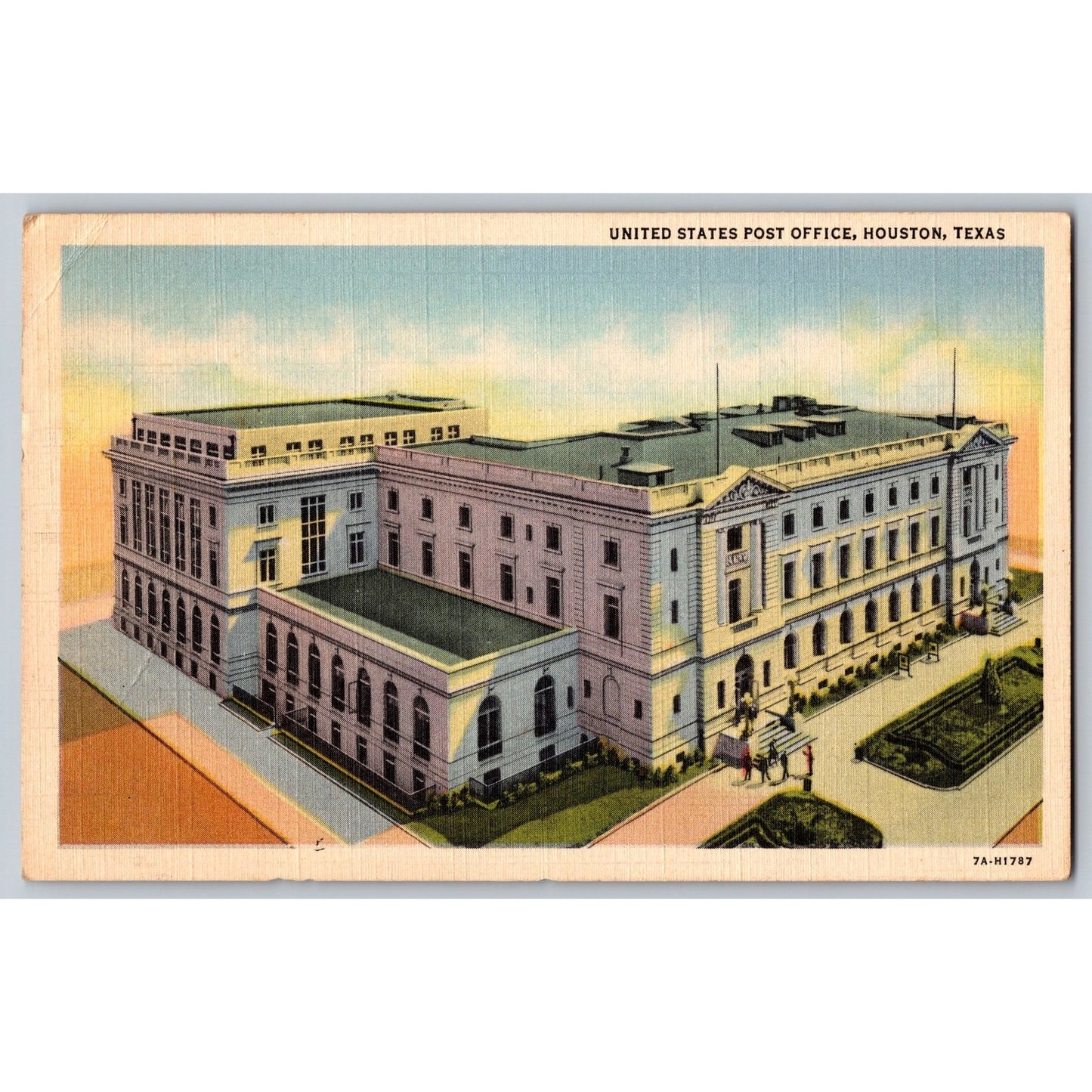 Houston TX Texas US Post Office Linen Postcard Used 1940s