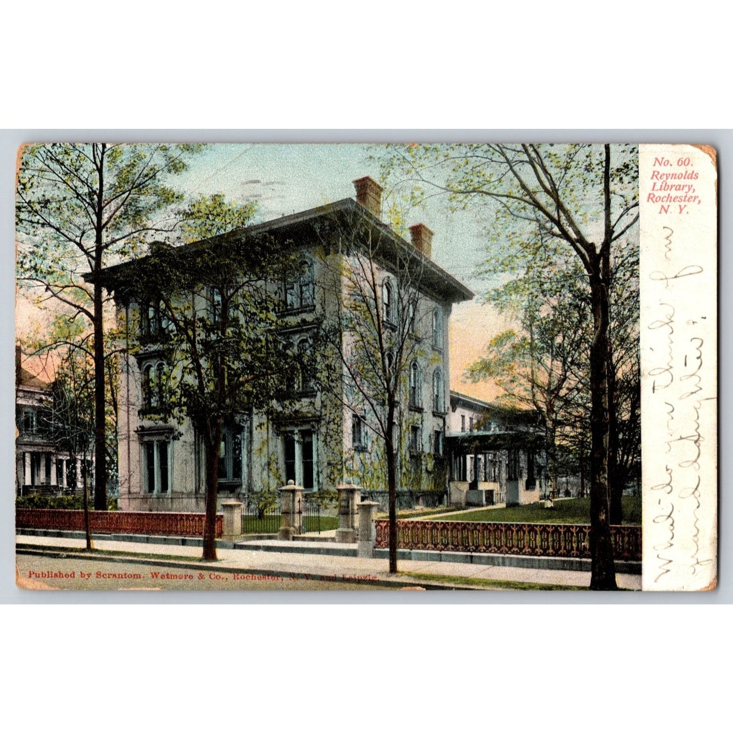 Rochester NY New York Reynolds Library 1907 Undivided Back Postcard Used