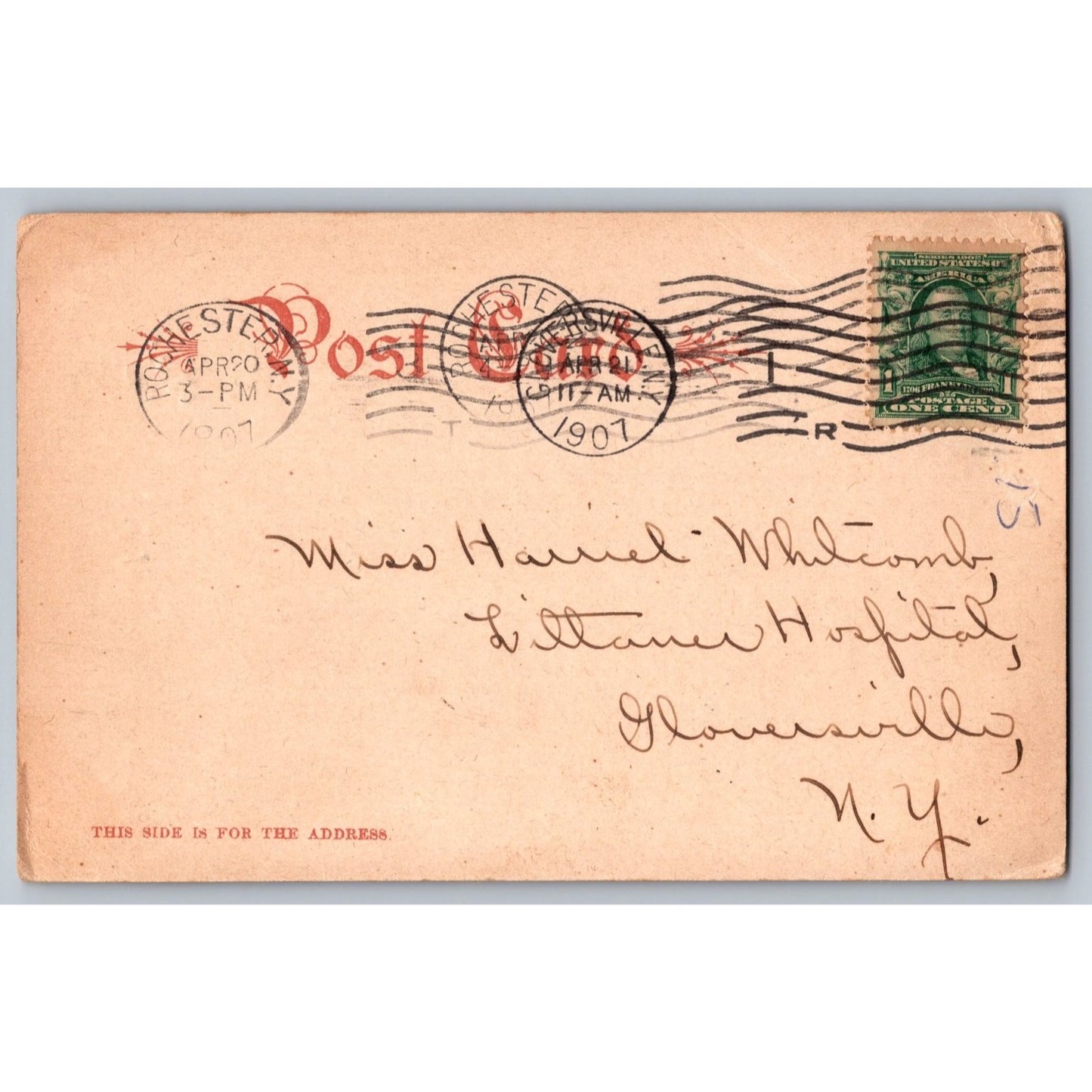 Rochester NY New York Reynolds Library 1907 Undivided Back Postcard Used