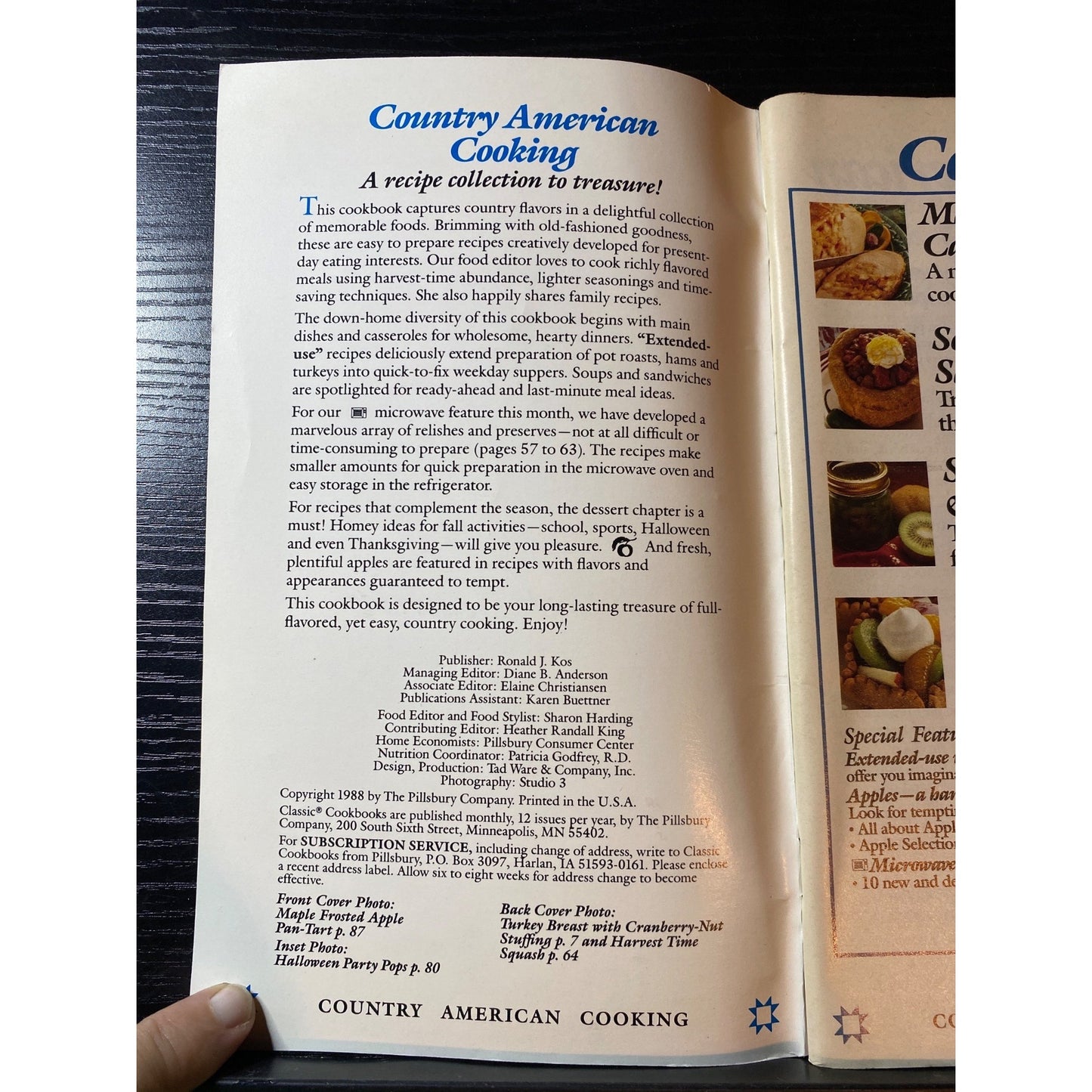 Pillsbury Classic #92 Country American Cooking Cookbook 1988 Booklet