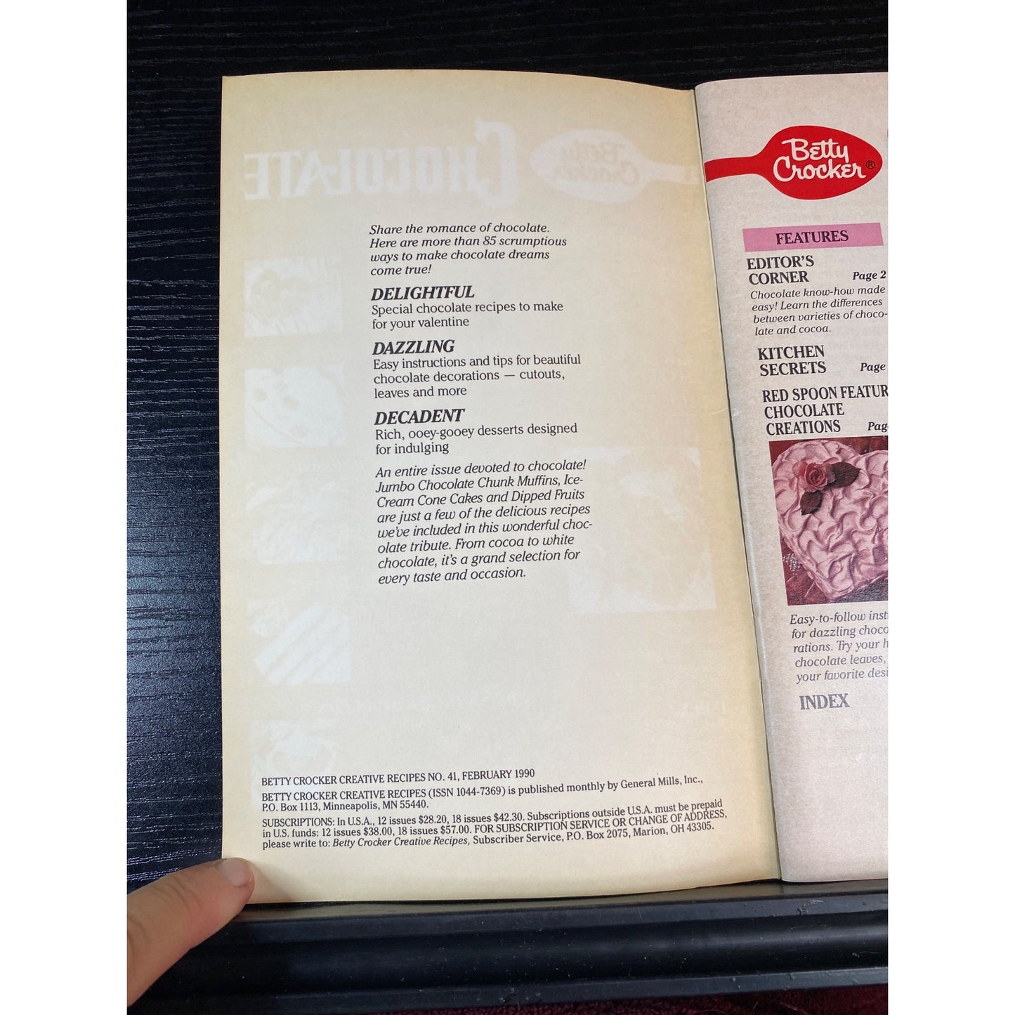 Betty Crocker In Love With Chocolate Feb 1990 Recipe Cookbook Booklet