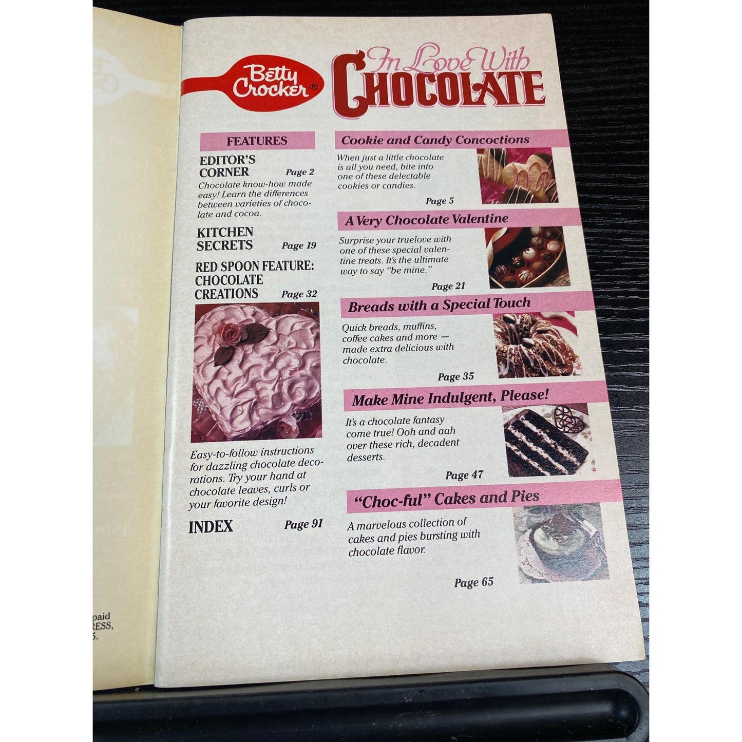 Betty Crocker In Love With Chocolate Feb 1990 Recipe Cookbook Booklet