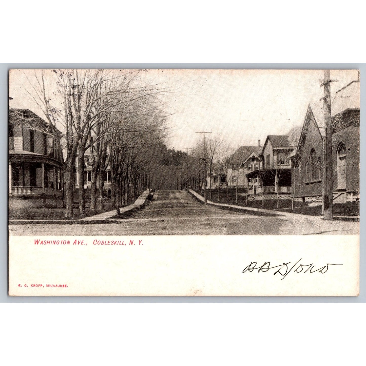 Cobleskill NY New York Washington Ave 1907 Undivided Back Postcard EC Kropp