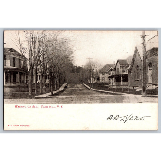 Cobleskill NY New York Washington Ave 1907 Undivided Back Postcard EC Kropp