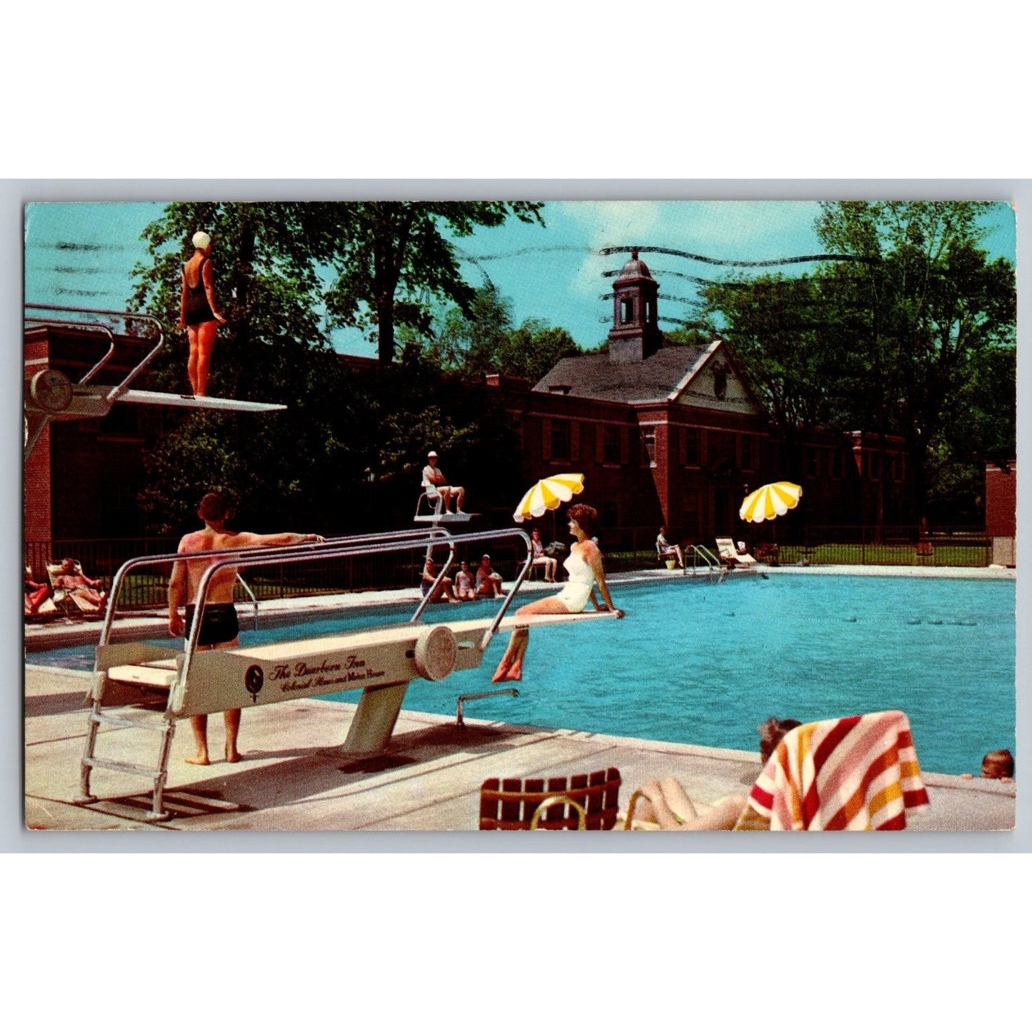 Dearborn MI Michigan Dearborn Inn Swimming Pool 1970s Chrome Postcard Used
