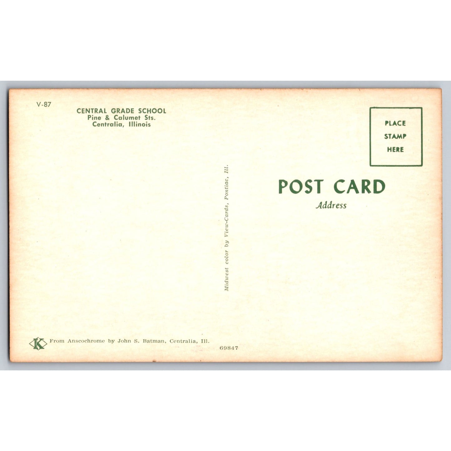 Centralia IL Illinois Central Grade School Unused Postcard Unused