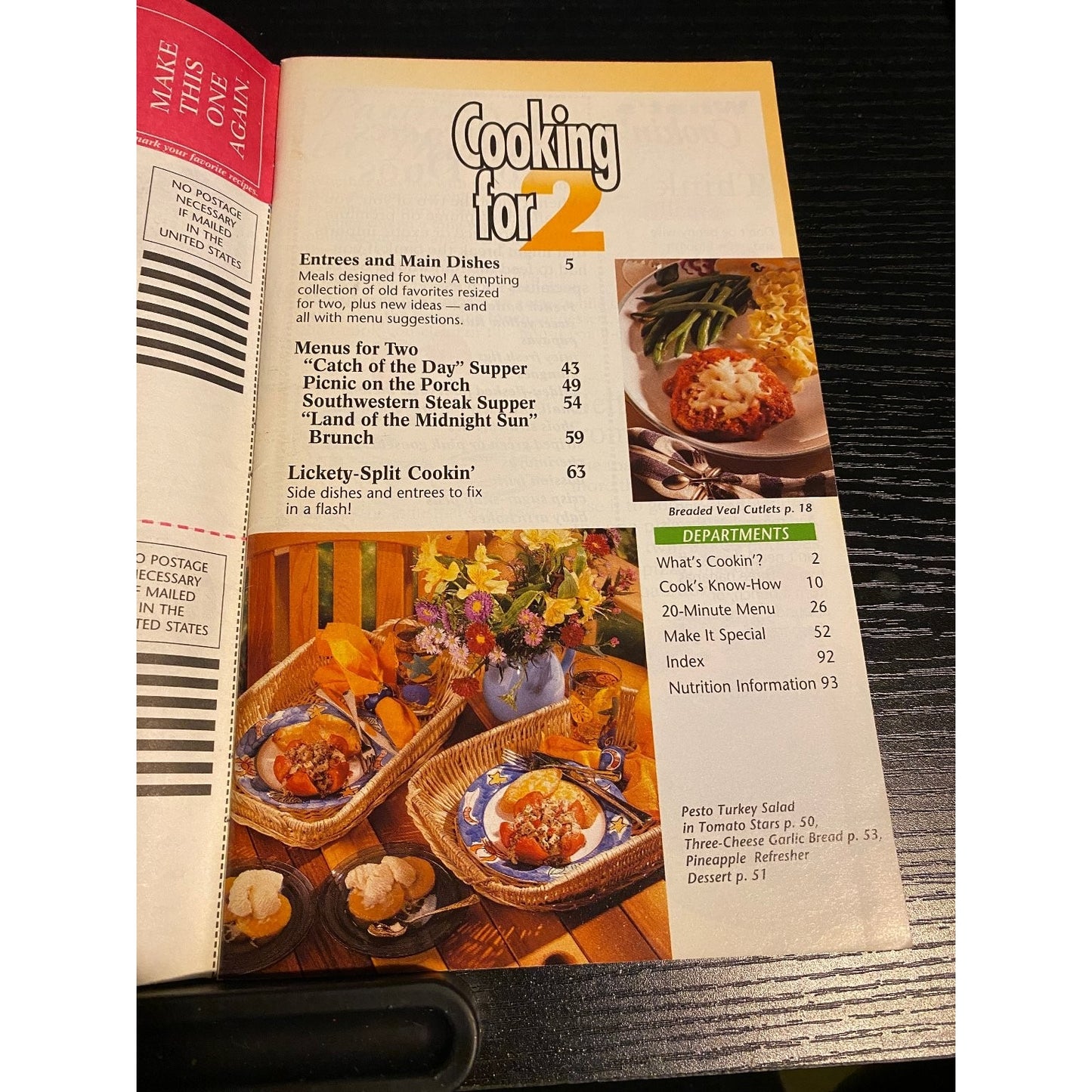 Pillsbury Classic Cookbook Booklet 1996 Cooking for 2 Recipes