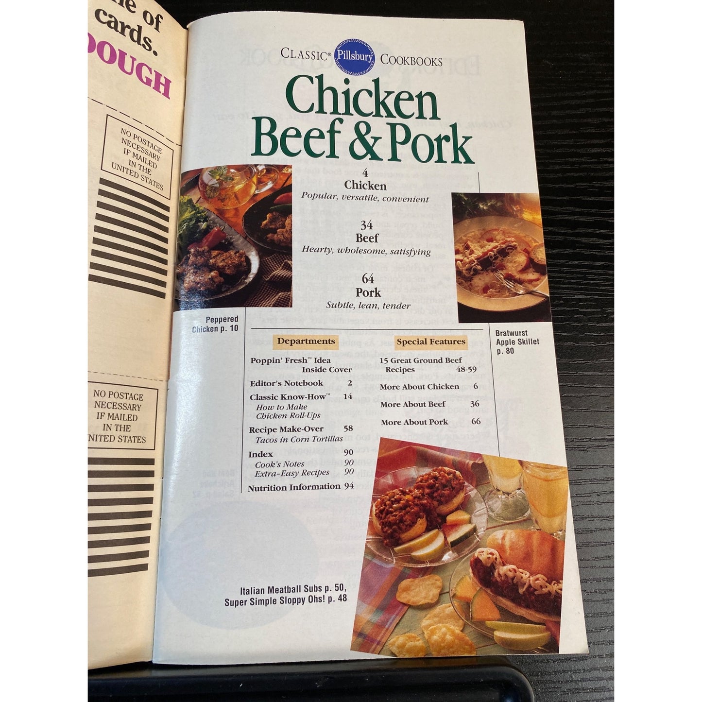 Pillsbury Classic Cookbooks Chicken Beef & Pork August 1994 #162 Over 85 Recipes