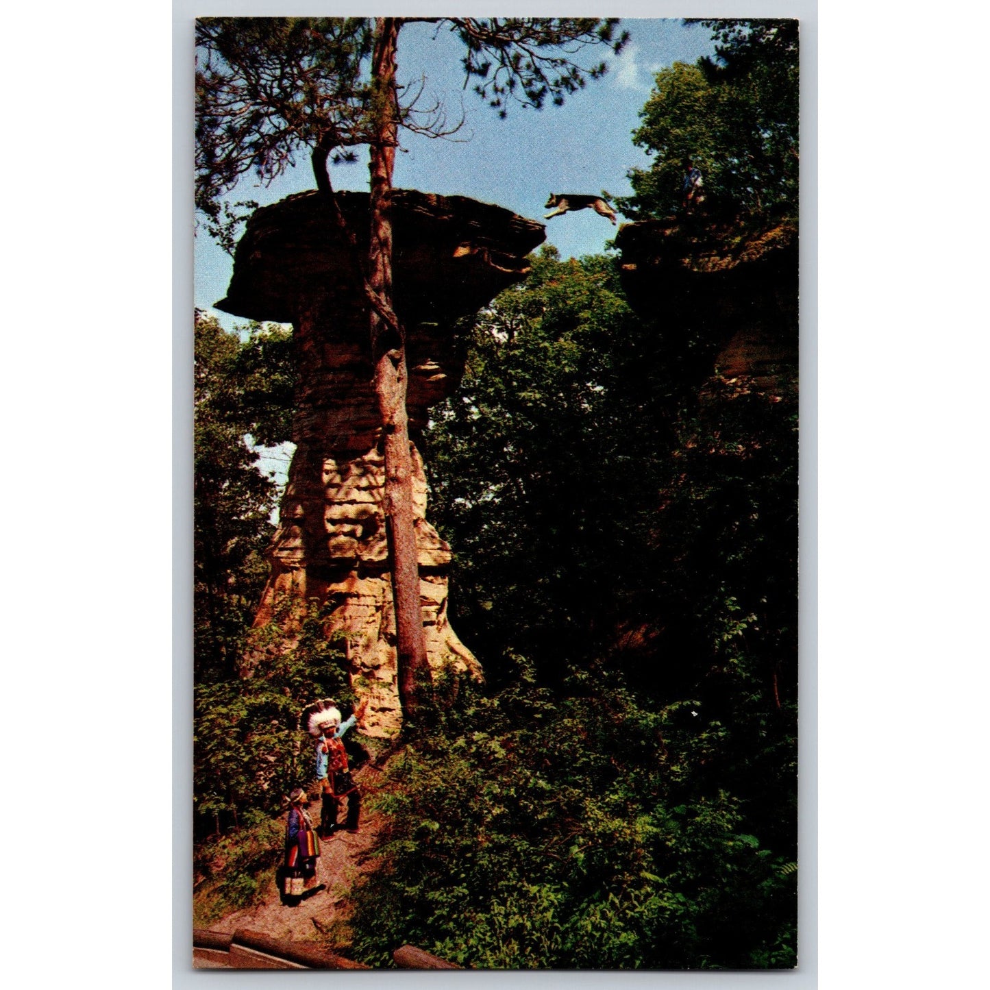 Wisconsin Dells WI Stand Rock Dog Leaps Chasm Chrome Postcard Unused
