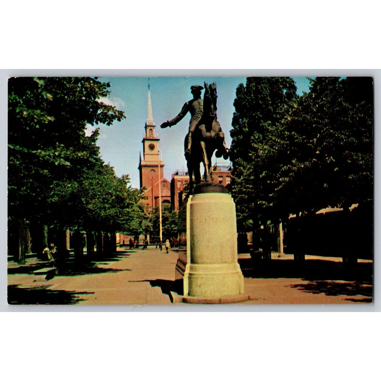 Boston MA Massachusetts Paul Revere Park Old North Church Chrome Postcard