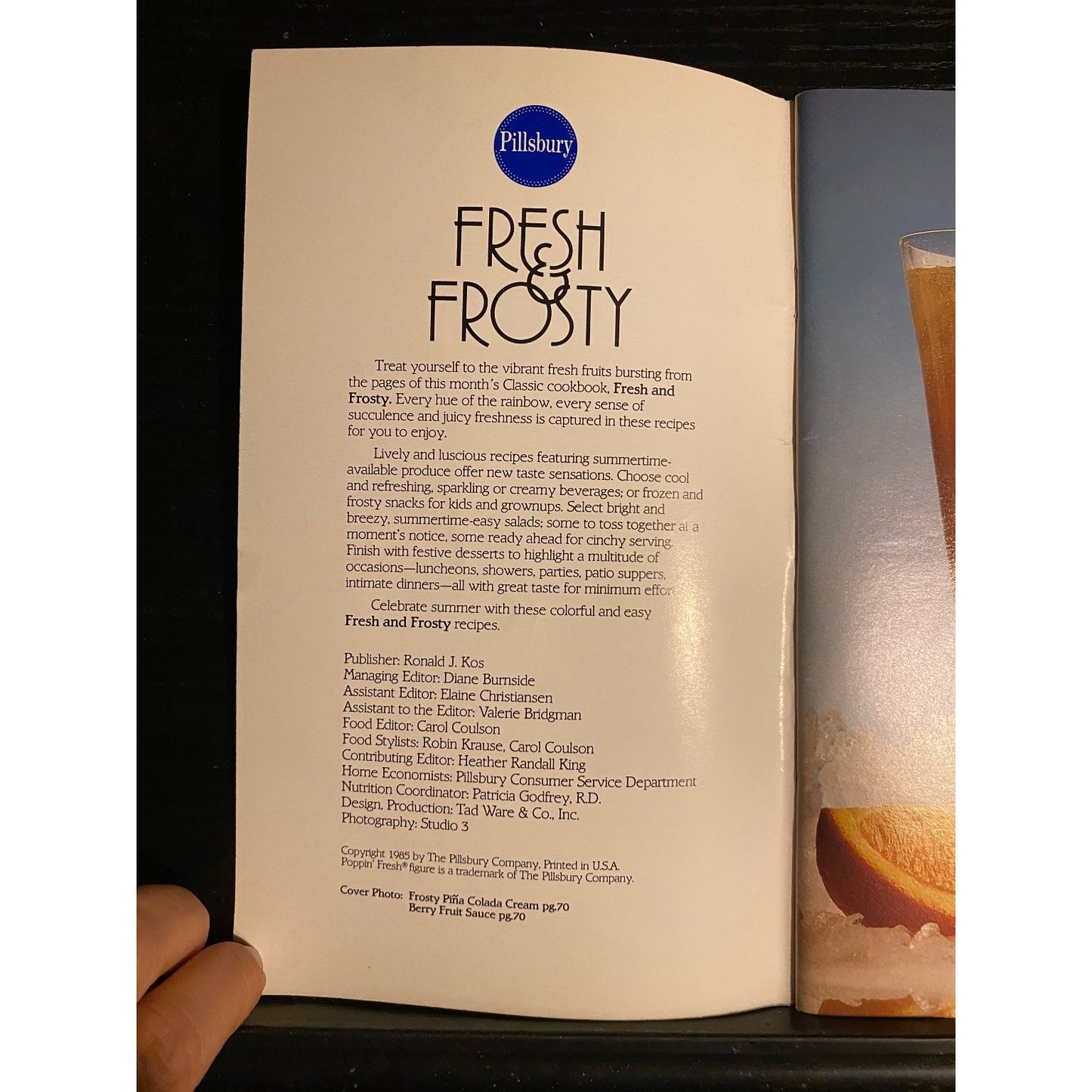 Pillsbury Classic Cookbook Booklet 1985 Fresh & Frosty Fruit Salads Desserts
