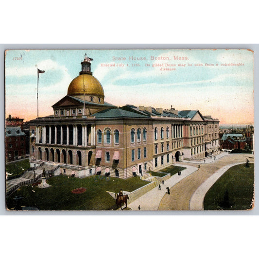 Boston MA Massachusetts State House Gilded Dome Divided Back Unused Postcard