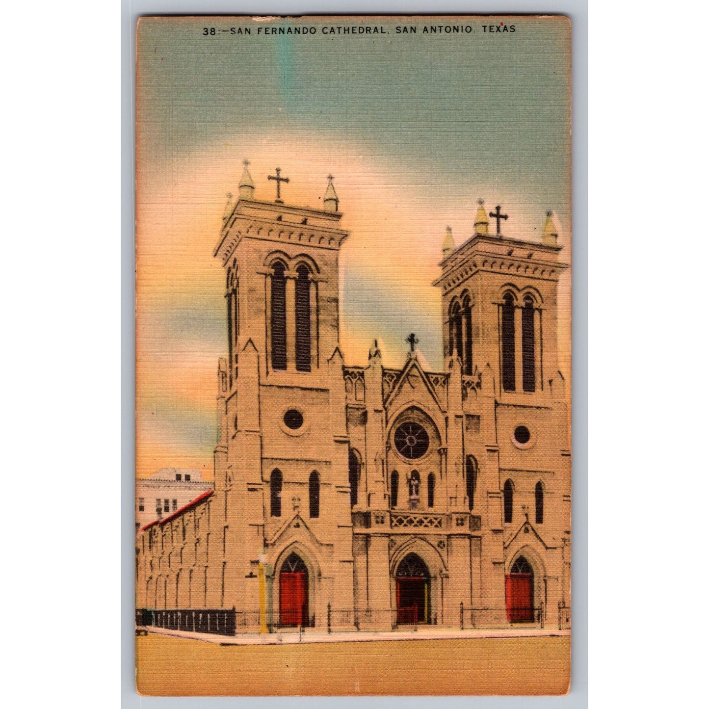 San Antonio TX Texas San Fernando Cathedral 1957 Linen Postcard Used