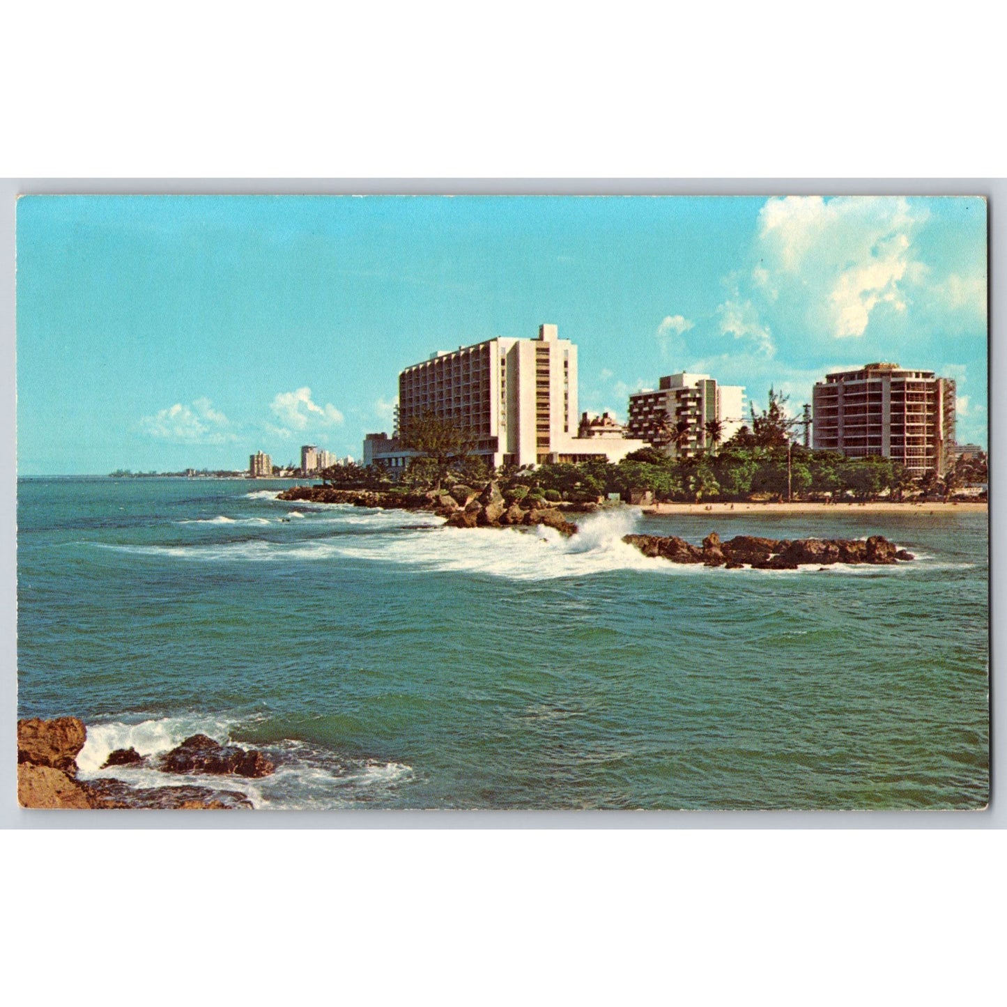 San Juan Puerto Rico San Jeronimo Hotel Caribbean Sea 1968 Chrome Postcard