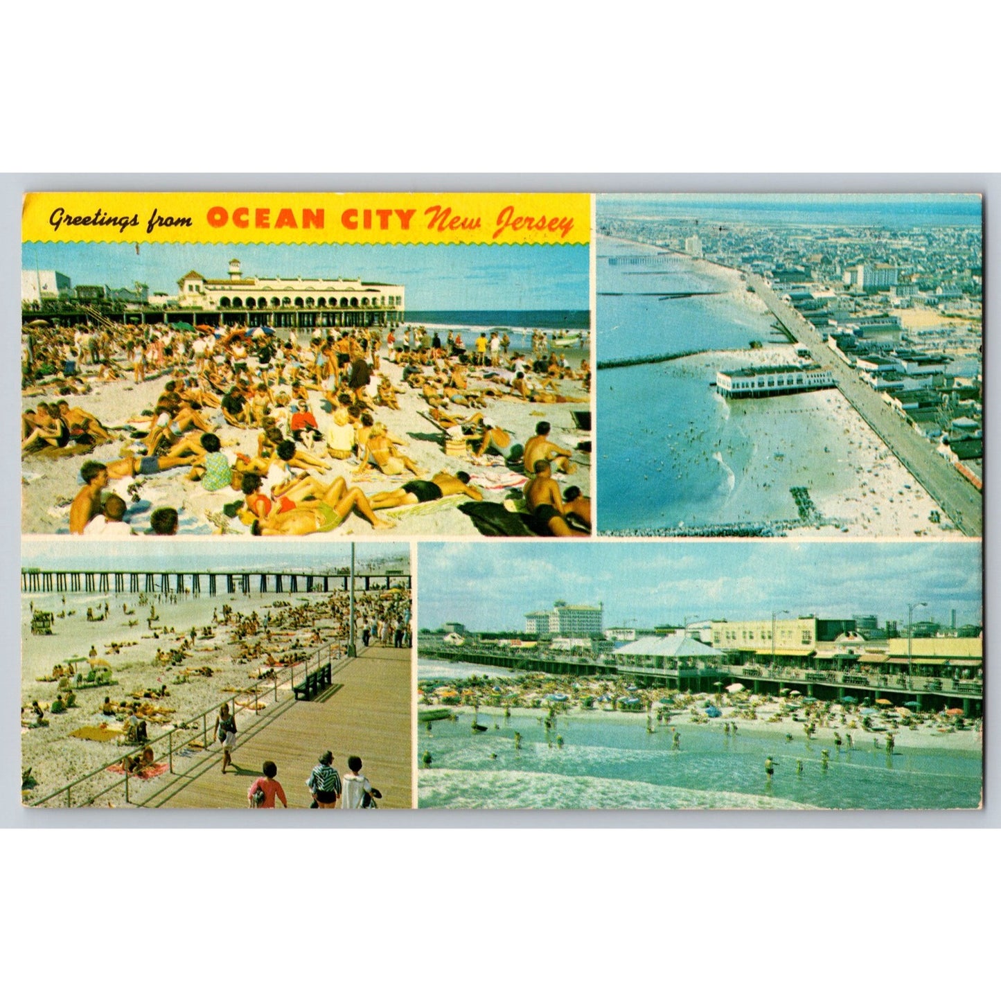 Ocean City NJ New Jersey Multi-View Beach & Boardwalk 1962 Chrome Postcard Used