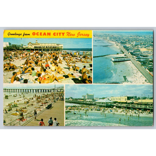 Ocean City NJ New Jersey Multi-View Beach & Boardwalk 1962 Chrome Postcard Used