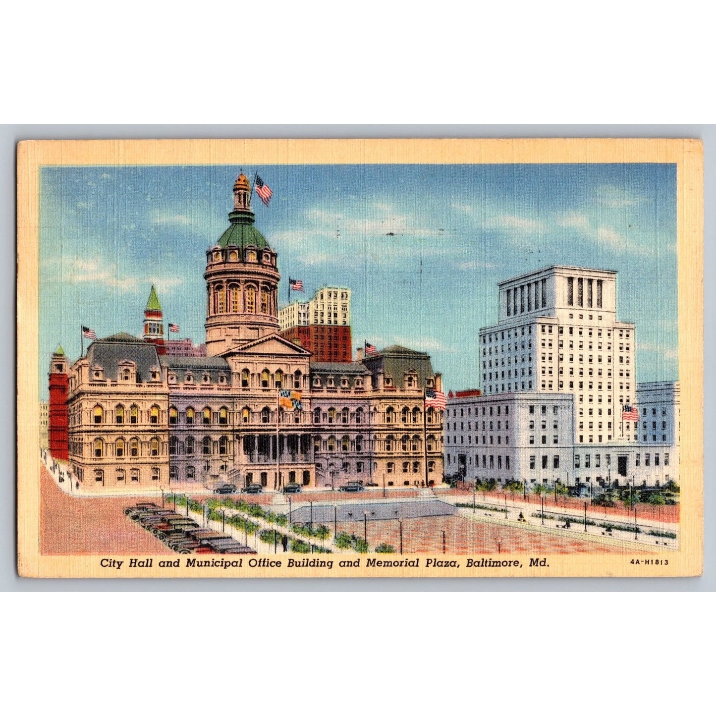 Baltimore MD Maryland City Hall Municipal Office 1943 White Border Postcard