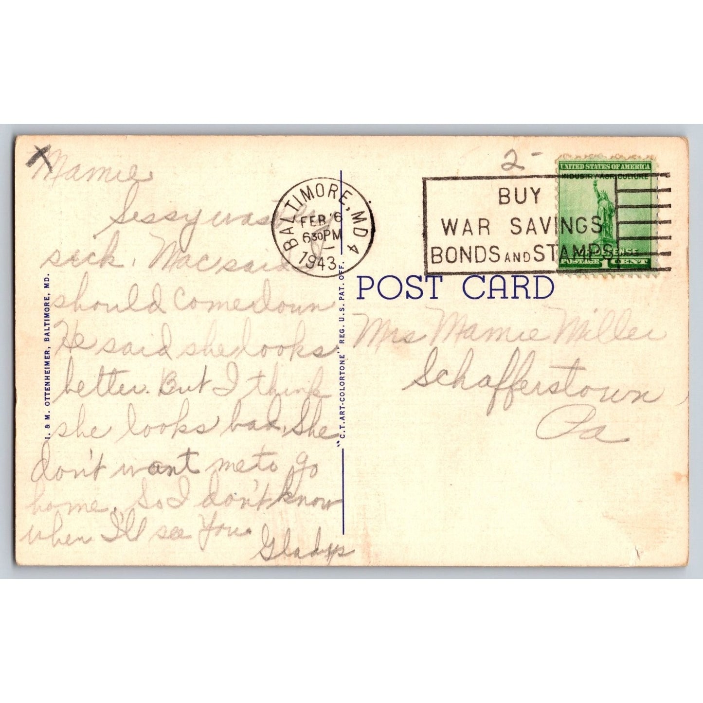 Baltimore MD Maryland City Hall Municipal Office 1943 White Border Postcard