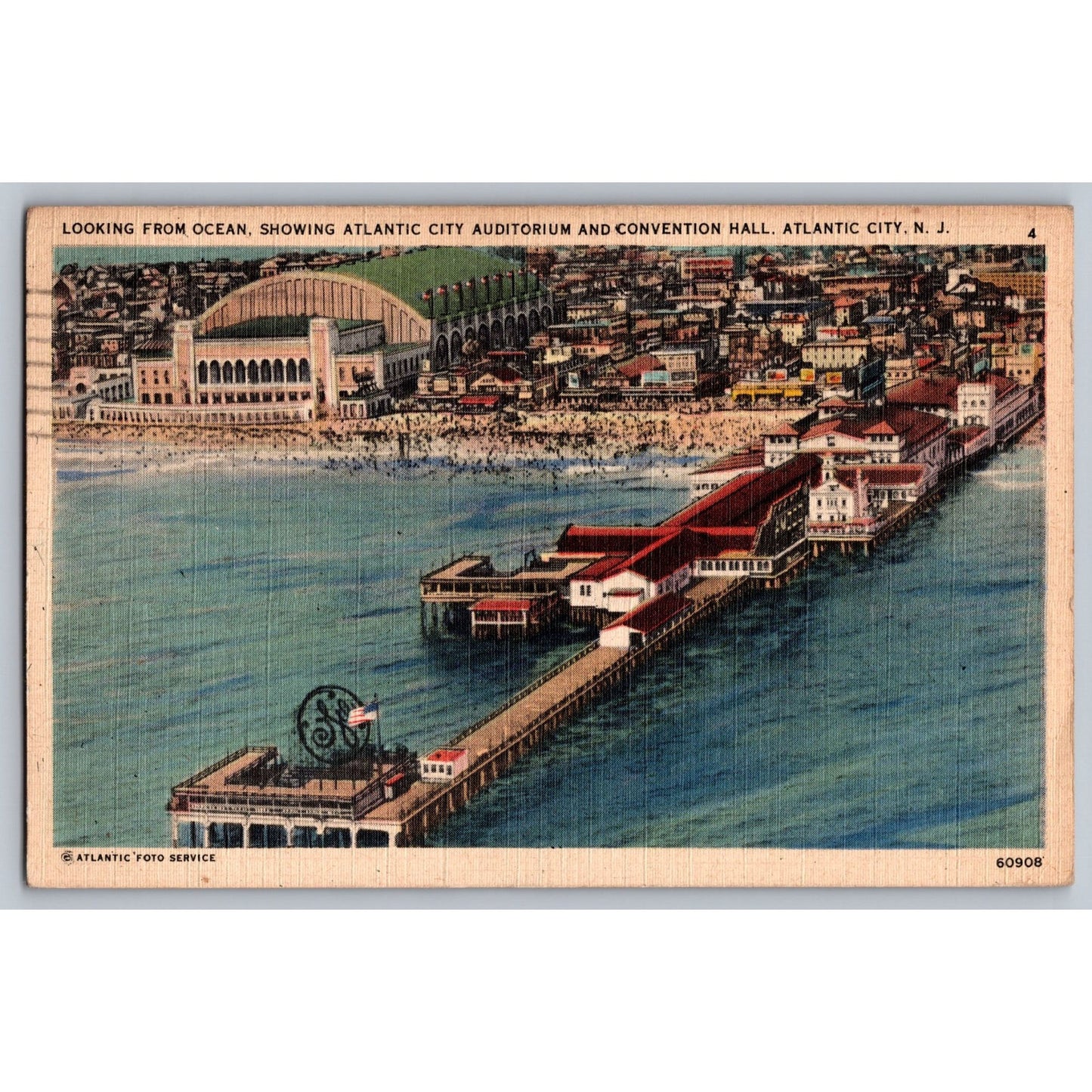 Atlantic City NJ New Jersey Auditorium & Convention Hall Postcard Used 1945