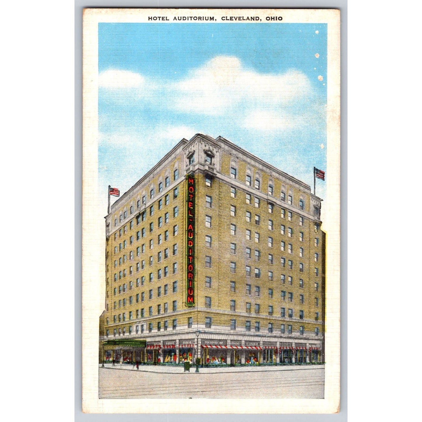 Cleveland OH Ohio Hotel Auditorium 1930s White Border Postcard Unused