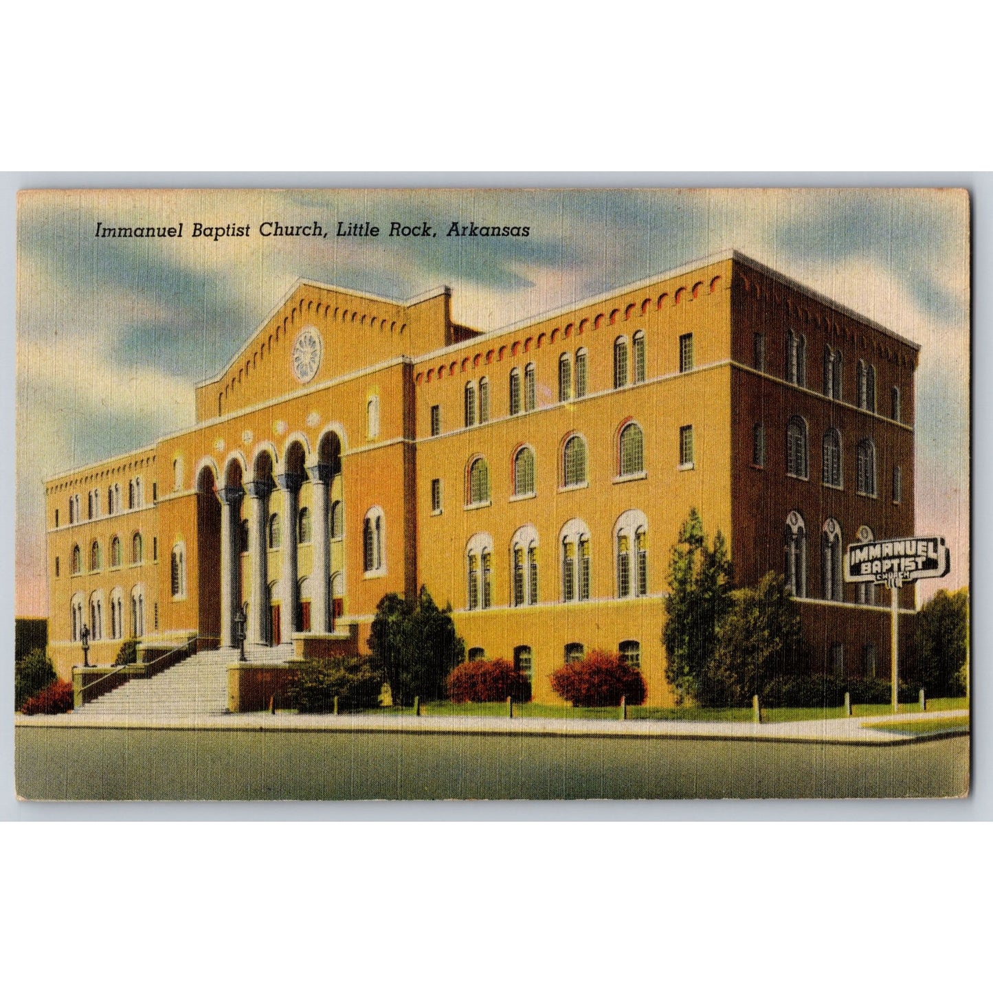 Little Rock AR Arkansas Immanuel Baptist Church Linen Postcard Unused