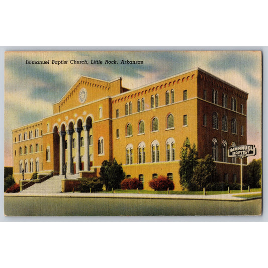 Little Rock AR Arkansas Immanuel Baptist Church Linen Postcard Unused