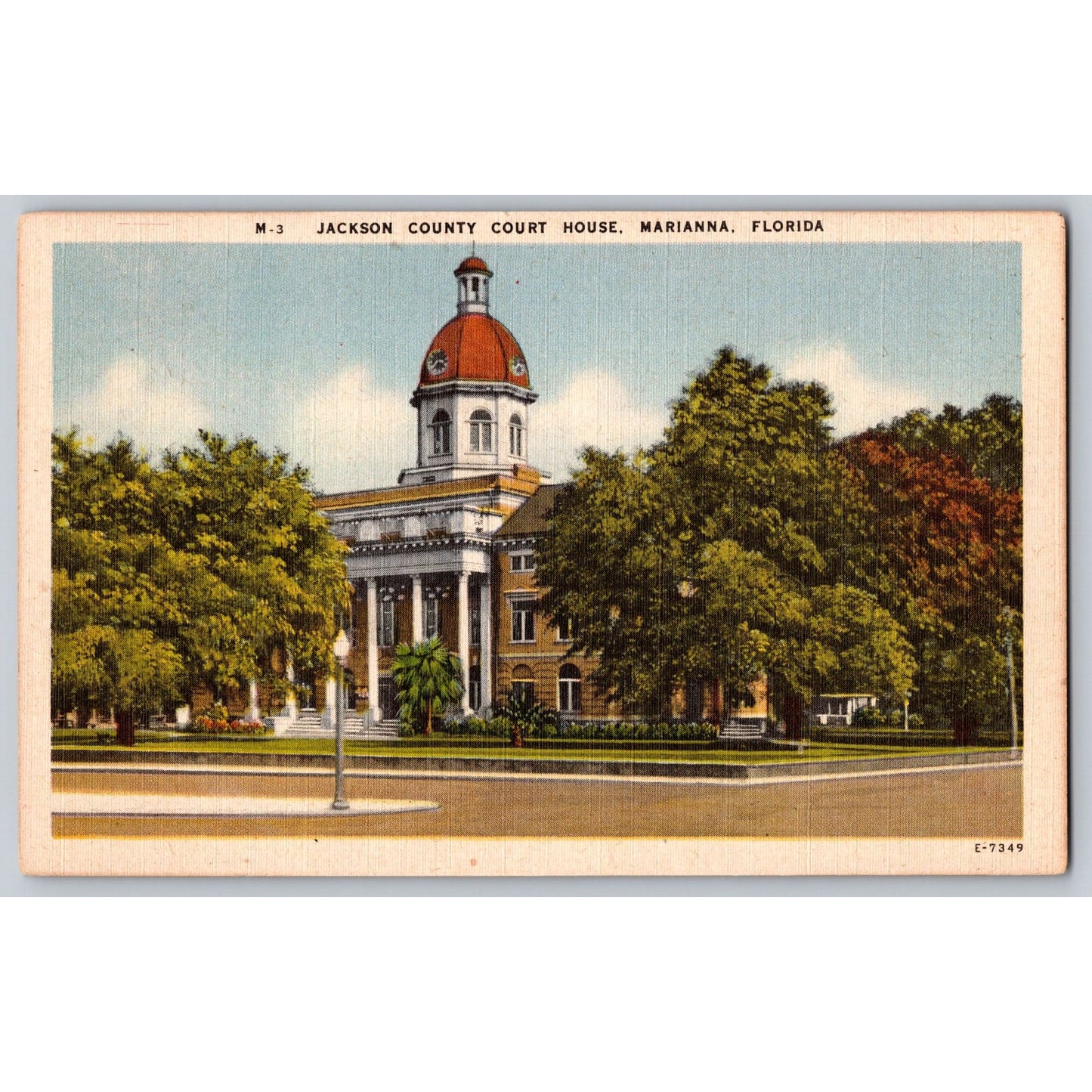 Marianna FL Florida Jackson County Court House White Border Postcard Unused