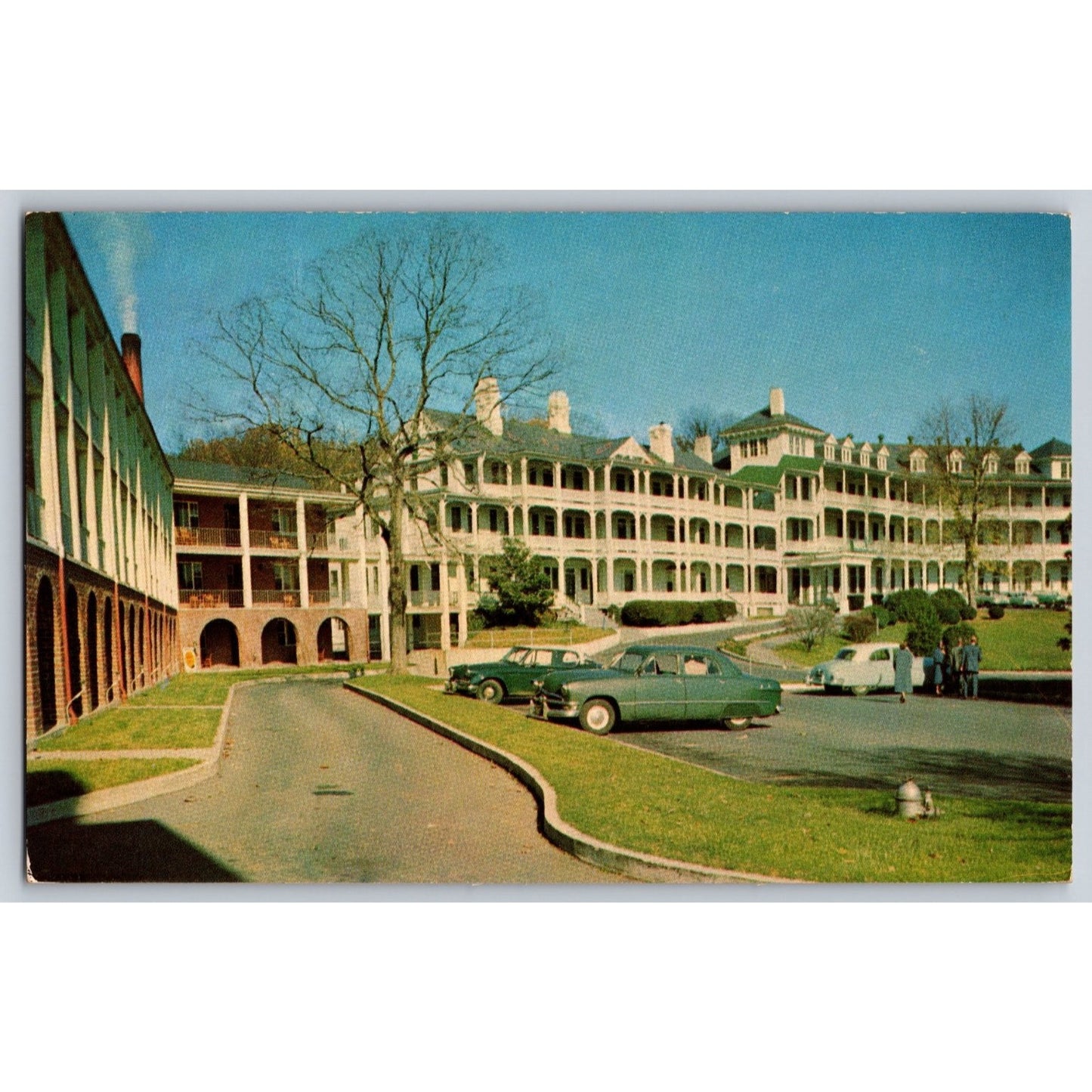 Natural Bridge VA Virginia Motor Inn Hotel Chrome Postcard Unused 1950s Cars