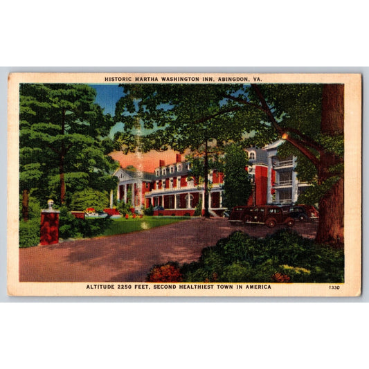 Abington VA Virginia Martha Washington Inn White Border Postcard