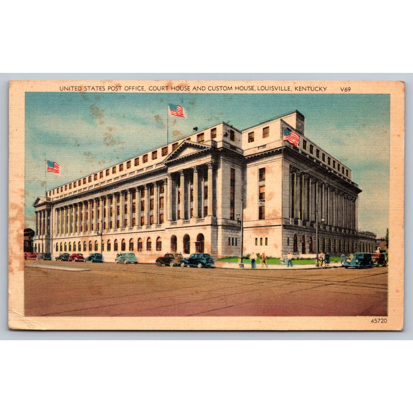 Louisville KY Kentucky US Post Office Court House White Border Postcardd Used