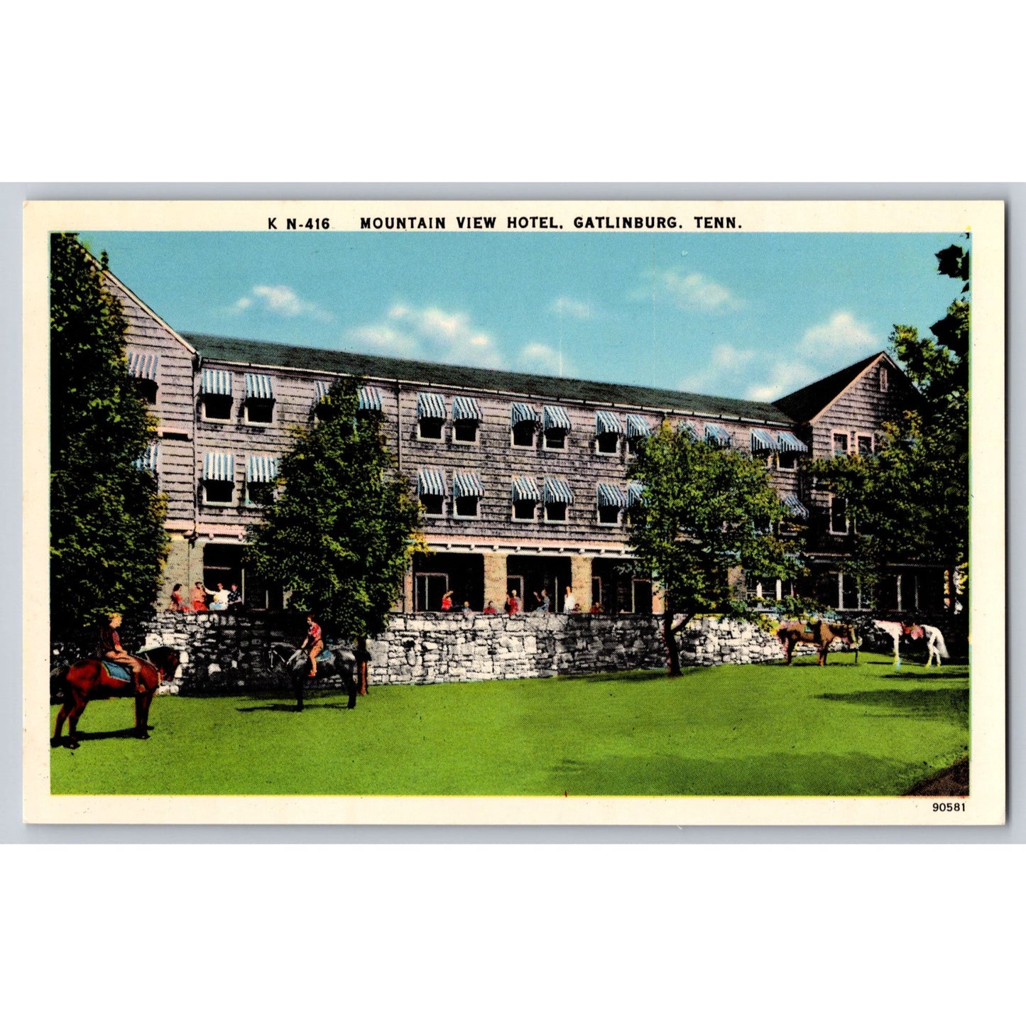 Gatlinburg TN Tennessee Mountain View Hotel White Border Postcard Unused