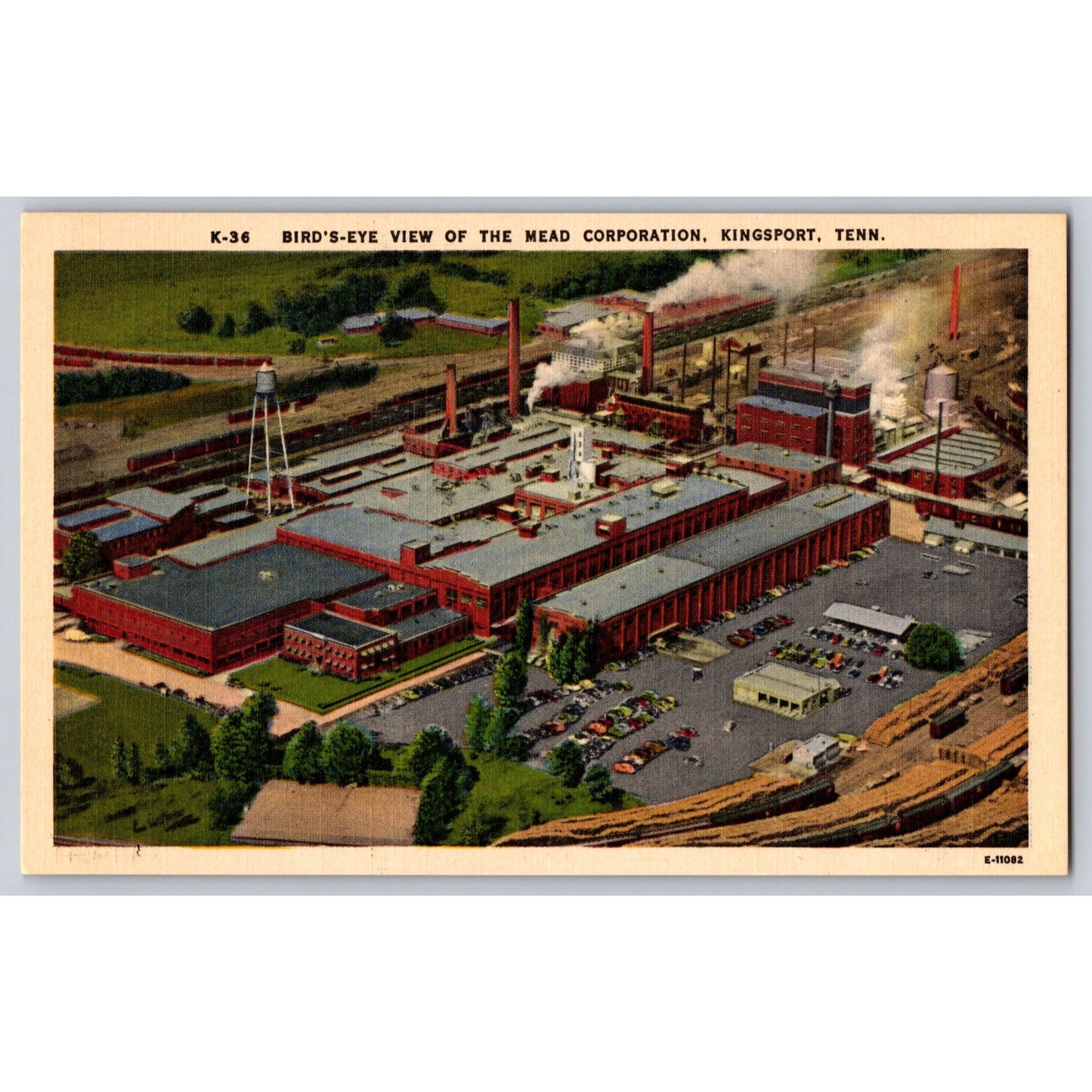 Kingsport TN Tennessee Mead Corporation Bird's-Eye View Aerial Postcard