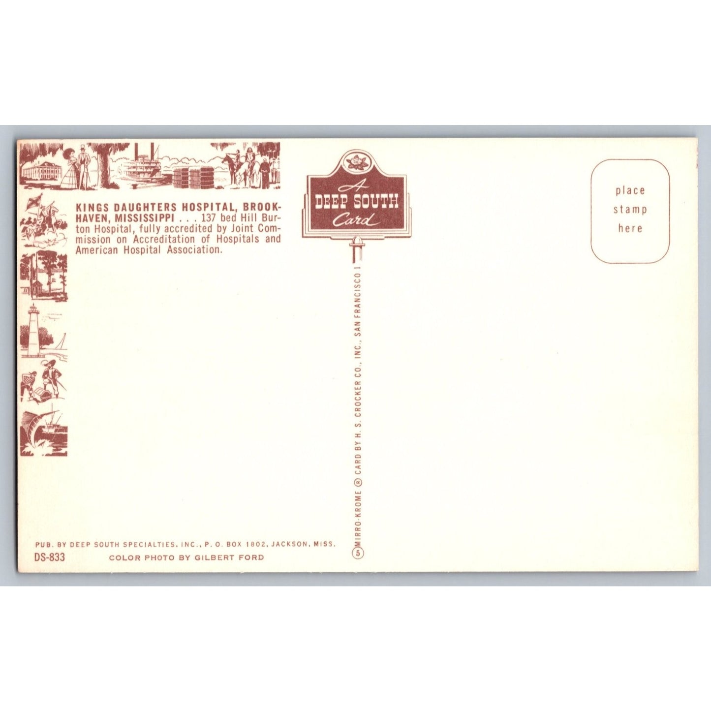 Brookhaven MS Mississippi Kings Daughters Hospital Chrome Postcard Deep South