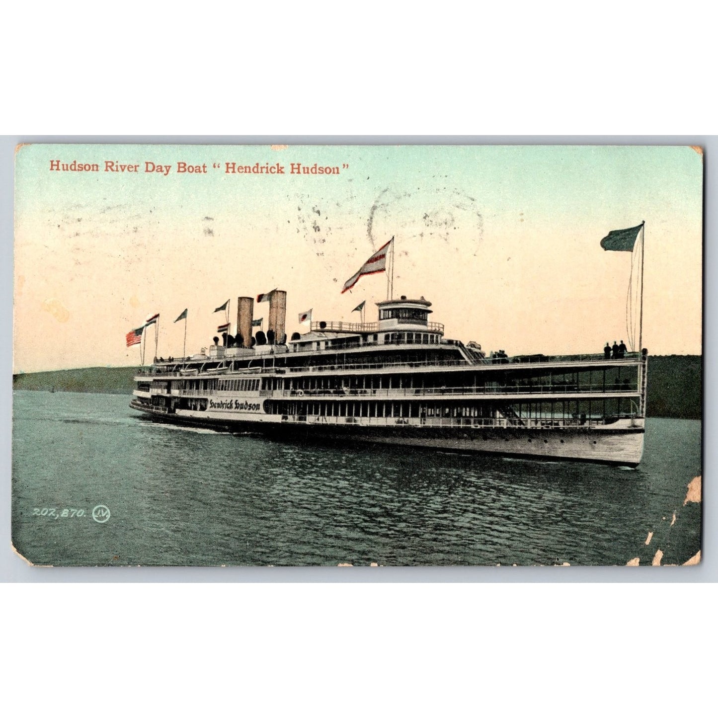 Hudson NY New York River Day Boat Hendrick Hudson 1908 Divided Back Postcard