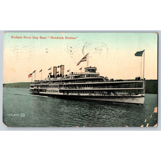 Hudson NY New York River Day Boat Hendrick Hudson 1908 Divided Back Postcard
