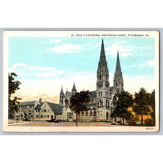 Pittsburgh PA Pennsylvania St Pauls Cathedral White Border Postcard Unused