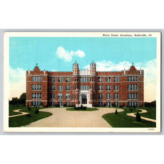 Belleville IL Illinois Notre Dame Academy 1940s White Border Postcard Used