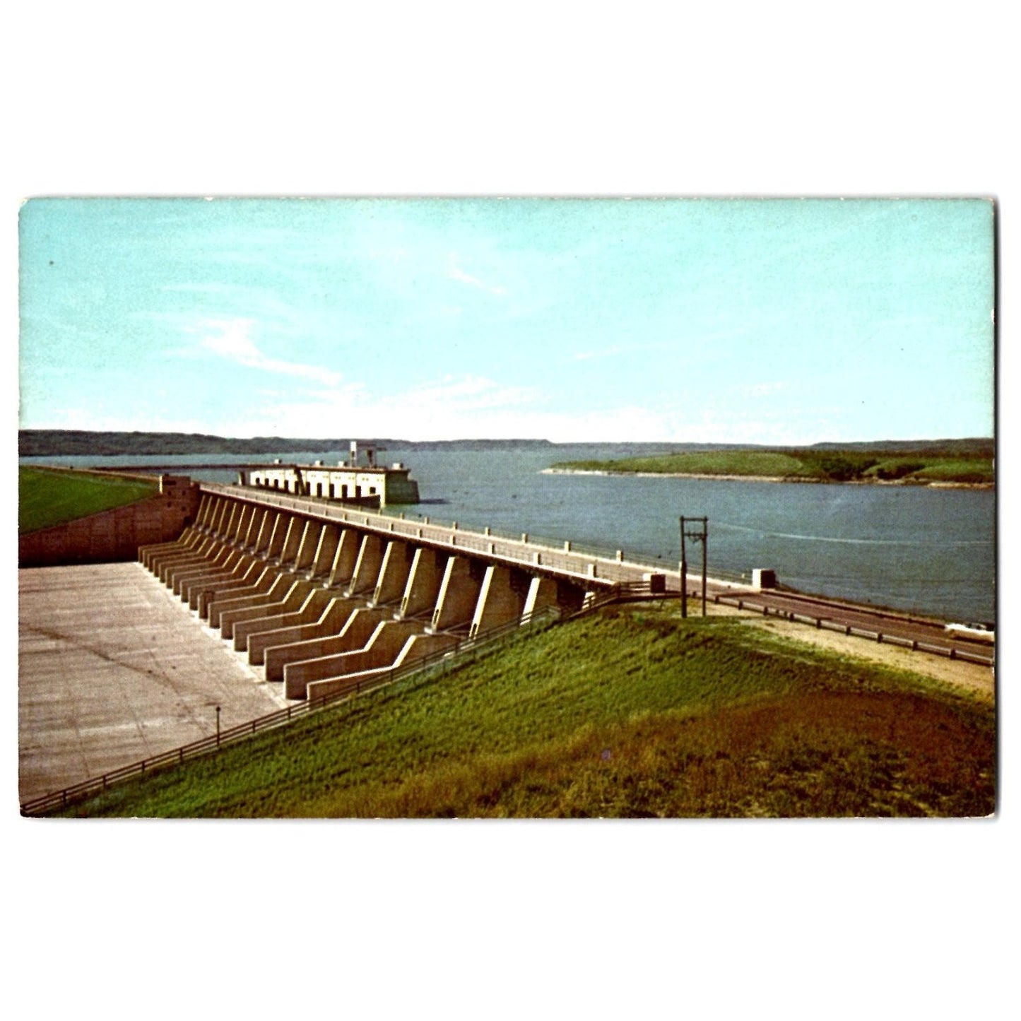 Pickstown SD South Dakota Fort Randall Dam Postcard Curt Teich